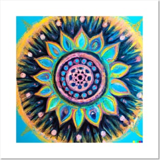 Colourful Mandala design Impressionist painting Posters and Art